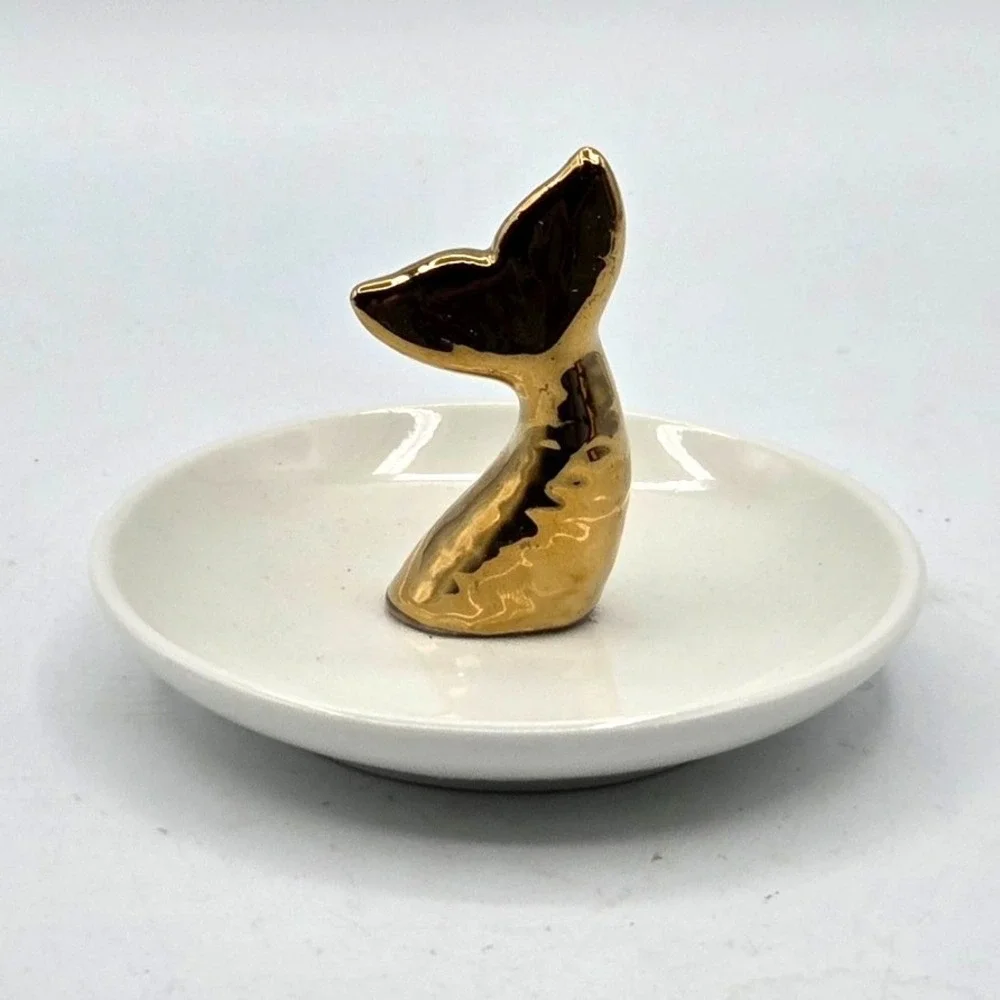 VINTAGE  Whale Tail Mermaid Tail Ring‎ Dish, Trinket Dish, Jewelry Holder RETRO